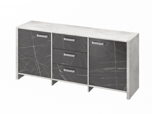 Тумба трехсекционная FI-13-01.G Хромикс белый/Камень Пьетра Гриджиа черный Тумба трехсекционная FI-13-01.G Хромикс белый/Камень Пьетра Гриджиа черный