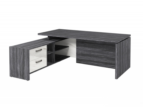 Стол с опорной тумбой FB-119L.GG Древесина Графит/Мрамор Леванто белый Стол с опорной тумбой FB-119L.GG Древесина Графит/Мрамор Леванто белый