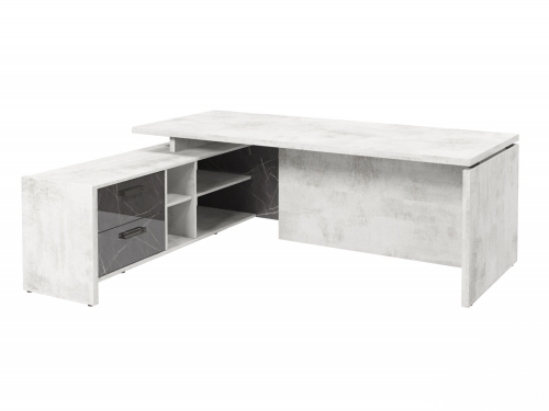 Стол с опорной тумбой FB-121L.GG (L) Хромикс белый/Камень Пьетра Гриджиа черный Стол с опорной тумбой FB-121L.GG (L) Хромикс белый/Камень Пьетра Гриджиа черный