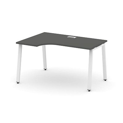 Style Project Стол рабочий эргоном. SN-6A.SPA-001(L) Антрацит/Металл Белый 1380*600/980*750