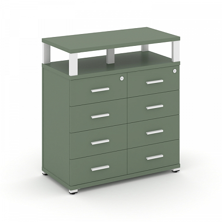 Тумба приставная c 8 ящиками и надставкой Concept CN.TSP-015 W