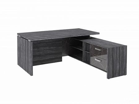 Стол с опорной тумбой FI-117R.GG Древесина Графит/Камень Пьетра Гриджиа черный