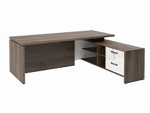 Стол с опорной тумбой FB-121R.GG Орех Пацифик Табак/Мрамор Леванто белый