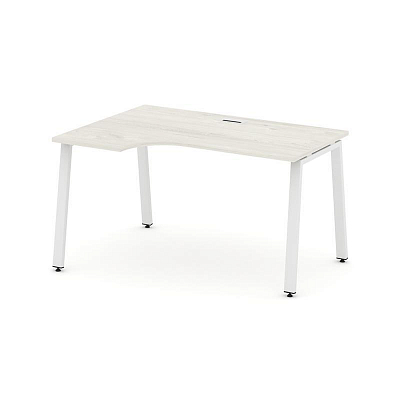 Style Project Стол рабочий эргоном. SN-6A.SPA-002(L) Дуб Наварра/Металл Белый 1580*600/980*750