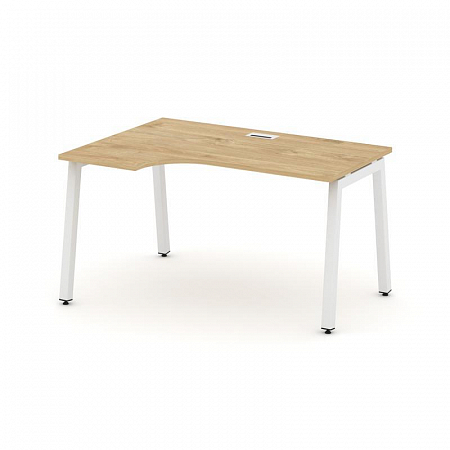 Style Project Стол рабочий эргоном. SN-5A.SPA-022(L) Тиквуд Светлый/Металл Белый 1580*800/980*750
